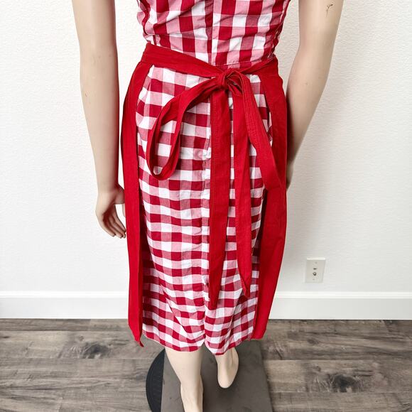 [Vintage] Red Gingham Dirndl Bavarian German Beer Girl Costume Dress Sz XL EU 46 - Picture 8 of 10